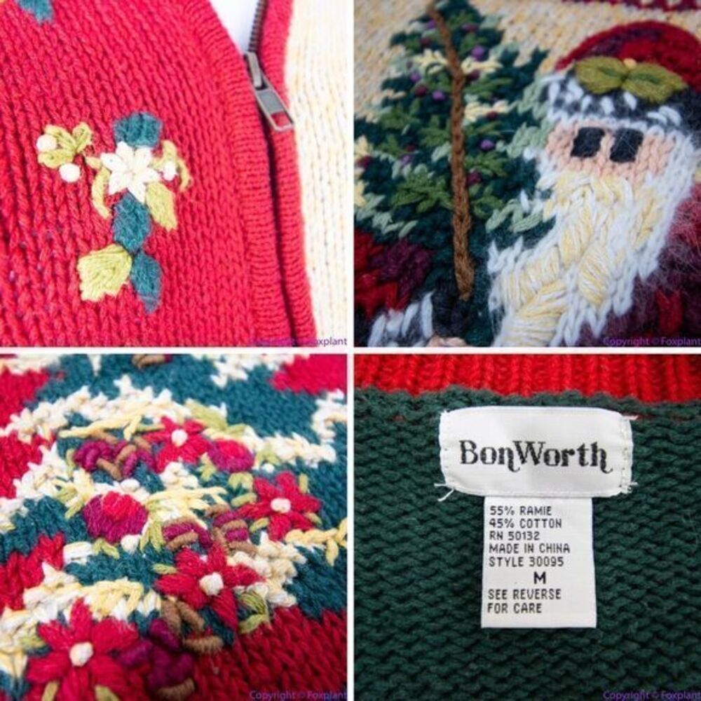 Vintage BonWorth Christmas ugly sweater,‎ 3D, Santa Clause, cardinal, M - Picture 16 of 16